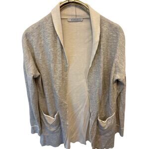 Kokun grey luxury soft bamboo flowing cashmere cardigan sweater size Large